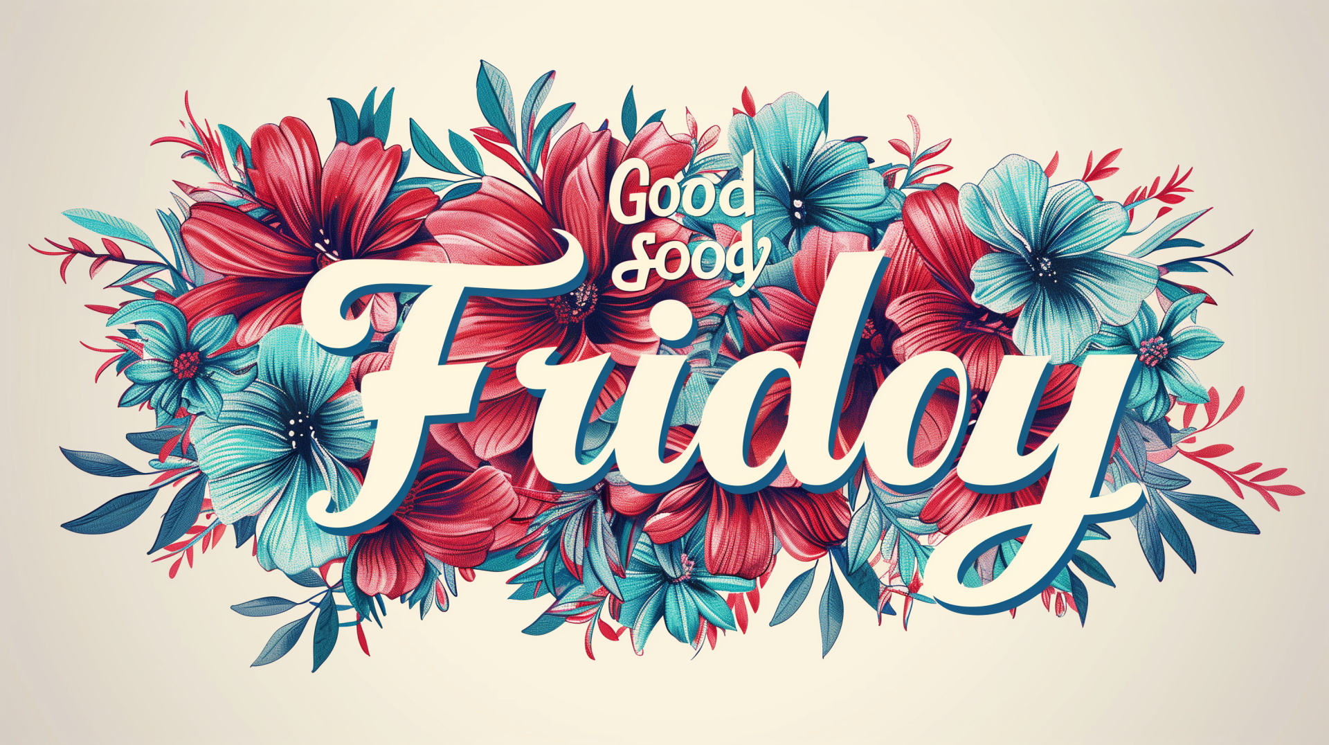 HD desktop wallpaper for Good Friday featuring vibrant floral designs and stylish typography that reads 'Good Friday'.