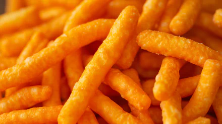 HD desktop wallpaper featuring a close-up view of crunchy Cheetos snacks as a vibrant background.