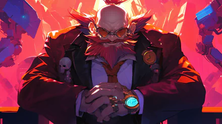 A striking HD desktop wallpaper featuring Dr. Robotnik, showcasing his iconic design with bold colors and a dramatic background that emphasizes his villainous presence.