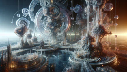 HD abstract sci-fi wallpaper featuring futuristic machine-like structures with glowing orbs and intricate details for desktop background.