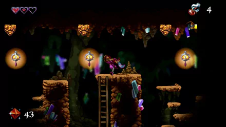 HD wallpaper of 'Arzette: The Jewel of Faramore' video game showing a character navigating through a crystal-laden cave level.