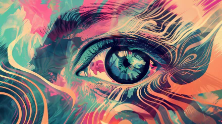 Artistic abstract eye HD desktop wallpaper featuring vibrant colors and dynamic swirl patterns for a creative background.