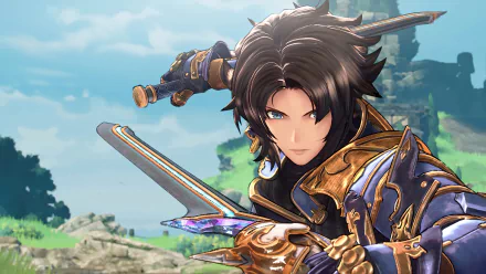 HD wallpaper featuring a character from Granblue Fantasy: Relink video game posing with a sword.
