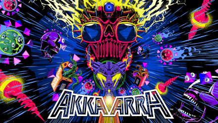 Colorful Akka Arrh video game HD wallpaper featuring vibrant abstract graphics and game title for desktop background.