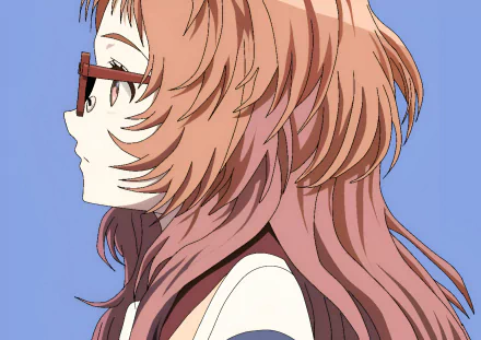 A stylish anime character named Ai Mie without her glasses, portrayed in a high-definition desktop wallpaper background.