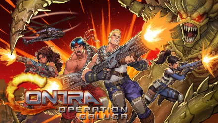 HD wallpaper of Contra: Operation C with characters ready for battle against monsters.