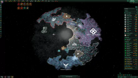 HD Stellaris video game desktop wallpaper featuring a galactic map with various territories and space entities.