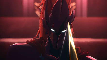 HD wallpaper featuring Igris from Solo Leveling, with a glowing, intense gaze set against a shadowy backdrop.