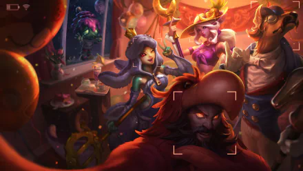 A vibrant HD wallpaper featuring characters from League of Legends: Udyr, Soraka, Amumu, and Nami, set in a colorful, whimsical background.