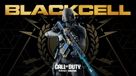 HD wallpaper featuring a soldier from Call of Duty: Modern Warfare III video game with the title BLACKCELL as the backdrop.