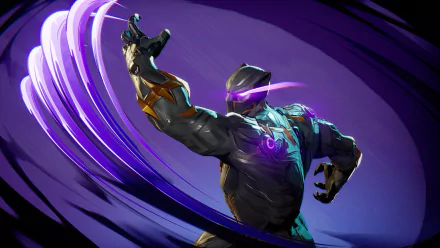 HD wallpaper of Black Panther from Marvel Rivals video game with dynamic pose and vibrant purple action streaks in the background.