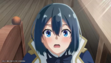 HD anime wallpaper from As a Reincarnated Aristocrat I’ll Use My Appraisal Skill to Rise in the World, featuring a surprised blue-haired character.