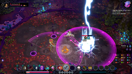 An action-packed scene from the video game Inkbound, featuring vibrant graphics and dynamic spells in a mystical environment, set as a captivating HD wallpaper and background.