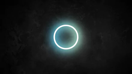 A glowing neon circle in bright cyan against a black background, designed as a 4K Ultra HD PC desktop wallpaper.