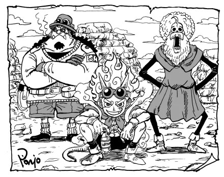  Jinbe, Luffy, and Brook by ぽにお