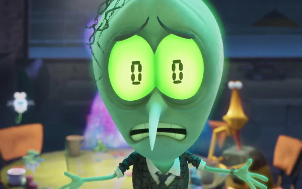 HD wallpaper of an animated character from the movie Orion and the Dark, featuring a colorful, whimsical background setting.