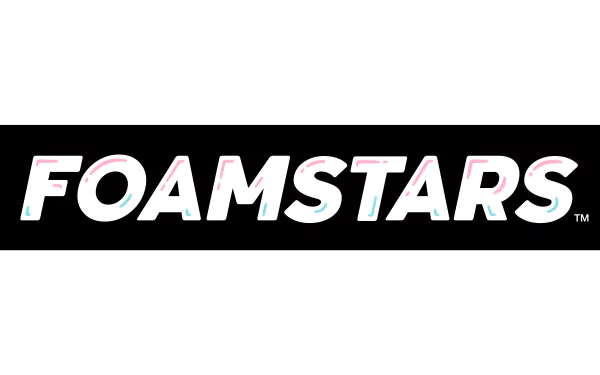 High-definition desktop wallpaper featuring the Foamstars logo from a video game, with a sleek, modern design suitable as a background.
