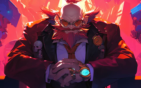 A striking HD desktop wallpaper featuring Dr. Robotnik, showcasing his iconic design with bold colors and a dramatic background that emphasizes his villainous presence.