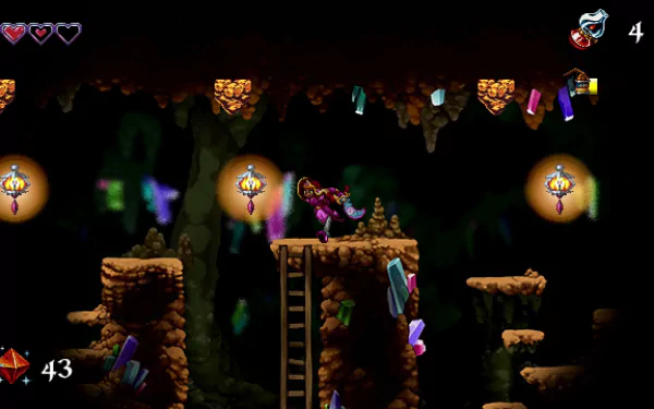 HD wallpaper of 'Arzette: The Jewel of Faramore' video game showing a character navigating through a crystal-laden cave level.