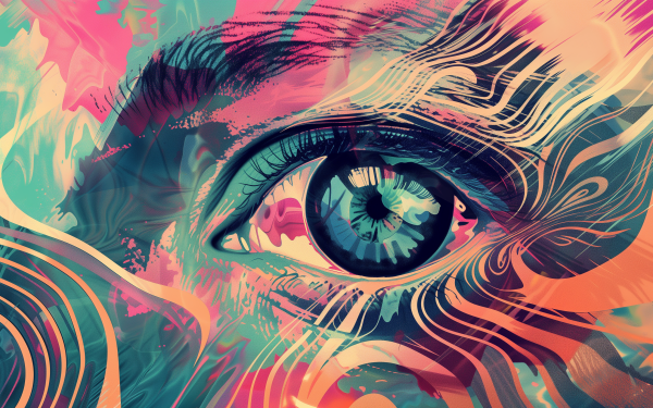 Artistic abstract eye HD desktop wallpaper featuring vibrant colors and dynamic swirl patterns for a creative background.