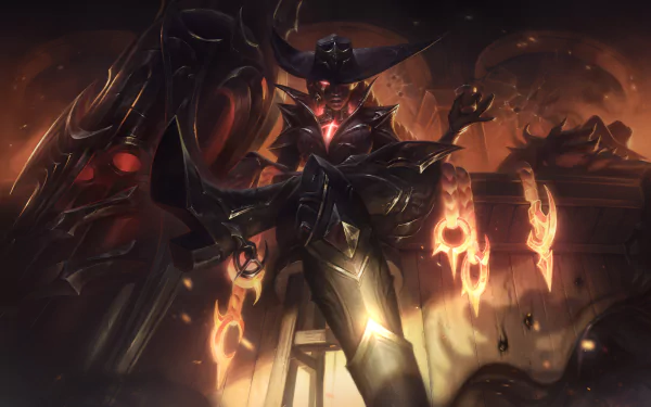 HD desktop wallpaper of Senna from League of Legends video game, featuring her in dynamic pose with ethereal flames surrounding her.