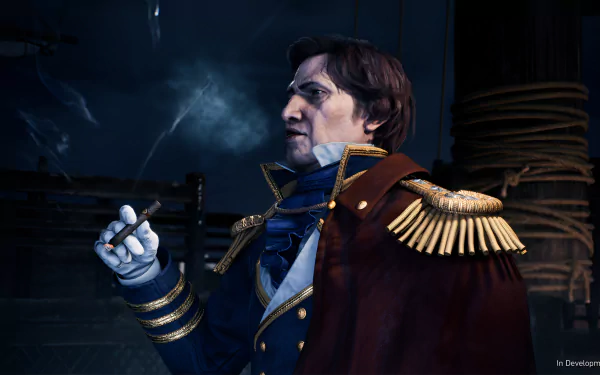 Character from Rise of the Ronin video game depicted in a high-definition desktop wallpaper with a dramatic lightning-filled sky in the background.