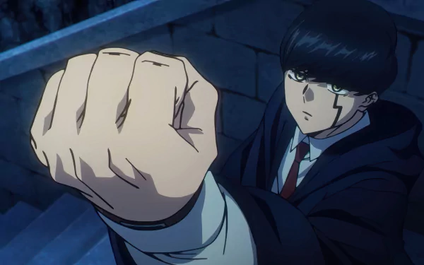 HD Anime Wallpaper featuring Mash Burnedead from Mashle: Magic and Muscles displaying a powerful fist.