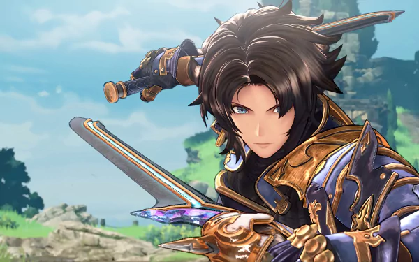 HD wallpaper featuring a character from Granblue Fantasy: Relink video game posing with a sword.