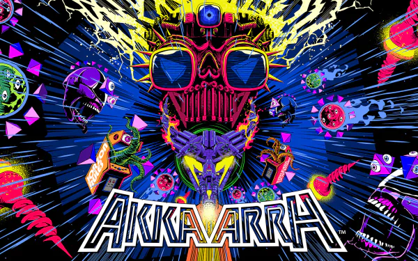 Colorful Akka Arrh video game HD wallpaper featuring vibrant abstract graphics and game title for desktop background.