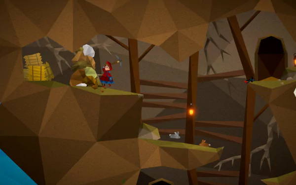 HD desktop wallpaper featuring a scene from the video game 'Passing By - A Tailwind Journey' with a character exploring an underground setting.