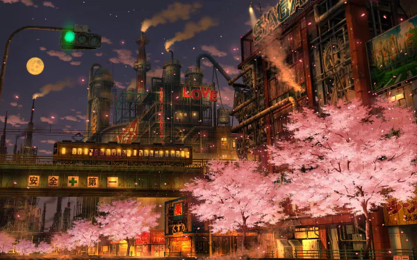Anime train Akihabara cherry blossom anime train HD Desktop Wallpaper | Background Image