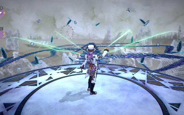 Character performing a magic attack in SaGa Emerald Beyond game HD wallpaper for desktop background.