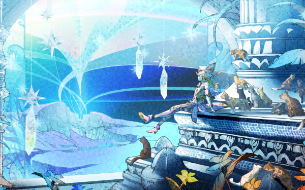 HD desktop wallpaper featuring SaGa Emerald Beyond video game with ethereal art style and intricate details.