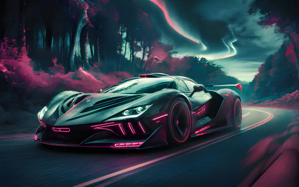  Sleek sports car speeding on forest road