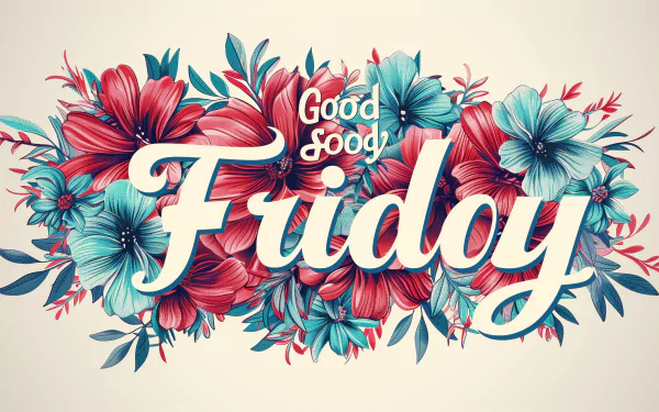 HD desktop wallpaper for Good Friday featuring vibrant floral designs and stylish typography that reads 'Good Friday'.