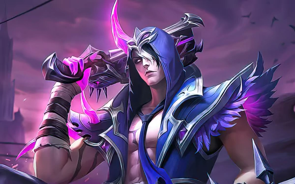 HD wallpaper featuring Granger from Mobile Legends: Bang Bang, poised for battle in dramatic gaming artwork.