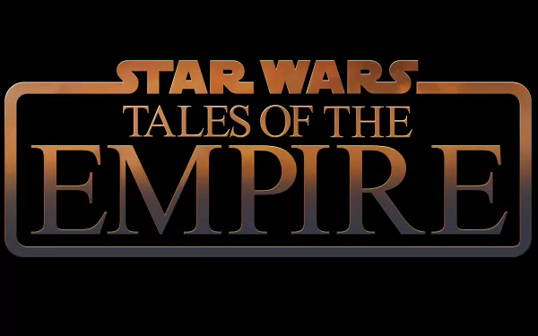 HD desktop wallpaper featuring the logo for Star Wars: Tales of the Empire, with stylized golden and black lettering on a dark background.