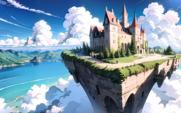 castle anime castle cloud ocean floating island HD Desktop Wallpaper | Background Image