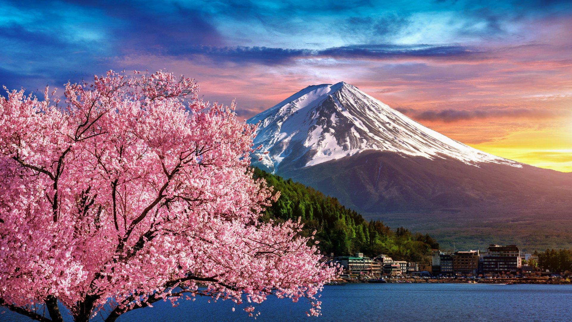 Download Mount Fuji Japan Lake Kawaguchi Spring 4k Ultra HD Wallpaper