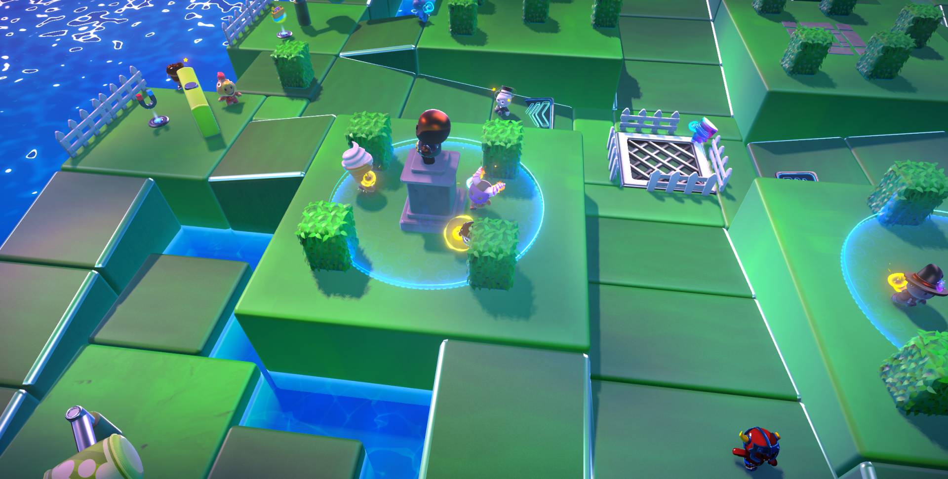 HD desktop wallpaper featuring a vibrant scene from the video game Rumble Club, with characters and colorful cubic terrain.