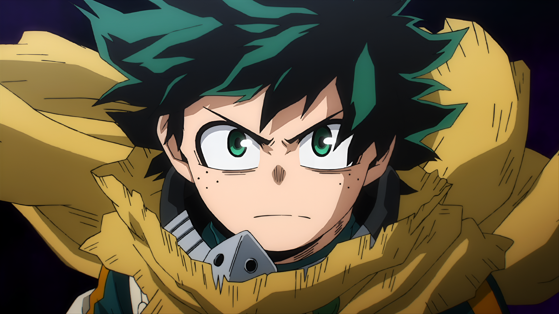 Close-up of Izuku Midoriya from My Hero Academia in dynamic anime style, rendered in 4K Ultra HD for vibrant PC desktop wallpaper.