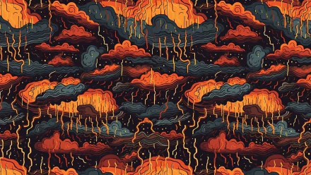  Desktop background of abstract orange lightning on black and grey clouds