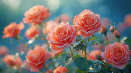 Close-up of vibrant pink roses blooming on a plant, captured in 4K Ultra HD, evoking the romantic essence of Valentine's Day.