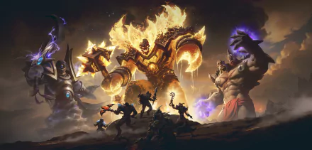 A dramatic HD wallpaper for World of Warcraft: The War Within featuring an epic battle scene with powerful characters.