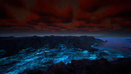 virtual reality Blue Ocean coast rock HD Desktop Wallpaper | Background Image