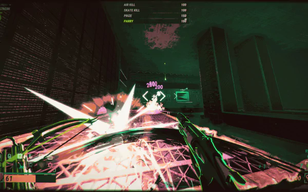 HD desktop wallpaper and background featuring a dynamic scene from the video game Robobeat, showcasing vibrant in-game action with neon visuals and combat effects.