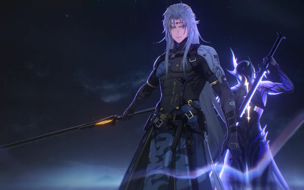 HD desktop wallpaper and background featuring Calcharo from the video game Wuthering Waves. A character with long hair and a sword stands in a dramatic pose in a dark, atmospheric setting.
