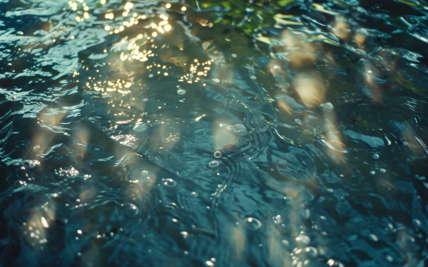 HD desktop wallpaper featuring a serene summer aesthetic with sunlight shimmering on gently rippling water.