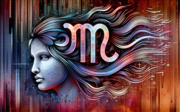 HD desktop wallpaper featuring an artistic representation of Virgo (Astrology) with a colorful, dynamic background and a woman's profile integrated with cosmic and abstract elements.