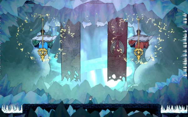 HD desktop wallpaper of Bo: Path of the Teal Lotus video game, showcasing a serene, atmospheric game scene with intricate designs and vibrant colors in a mystical setting.